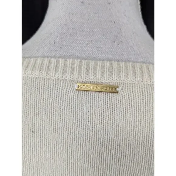 MICHAEL KORS! VANILLA CREAM BELL SLEEVE GOLD STUDDED SCOOP SWEATER! SZ XL - Picture 6 of 10